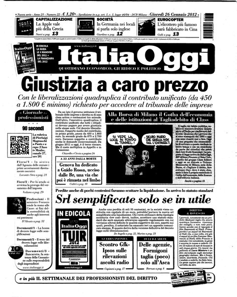 Italia oggi : quotidiano di economia finanza e politica